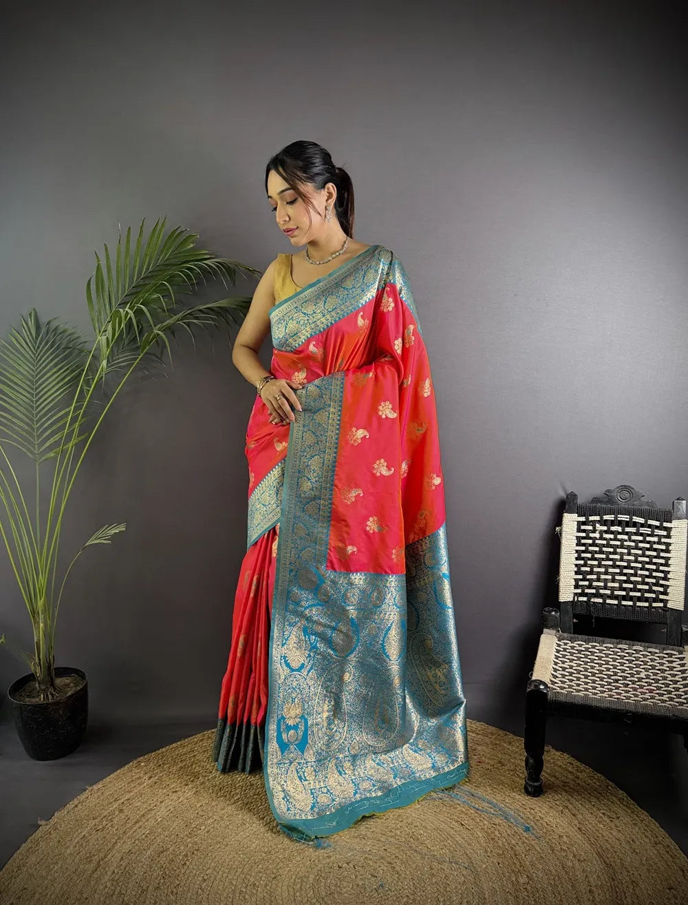 Banarasi Silk Saree – Festival Saree Collection for Women (Dark Pink)